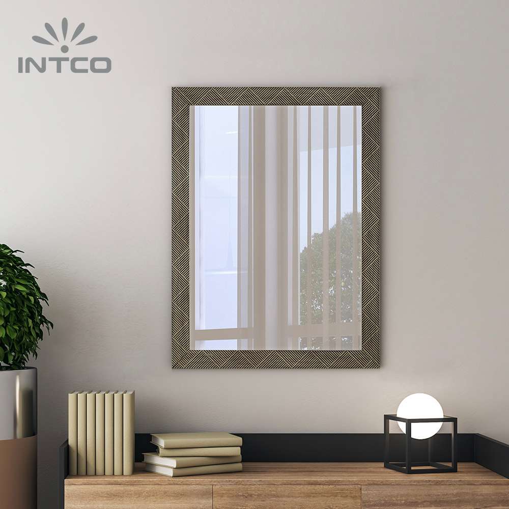 Intco decorative embossed black frame mirror for wall decor